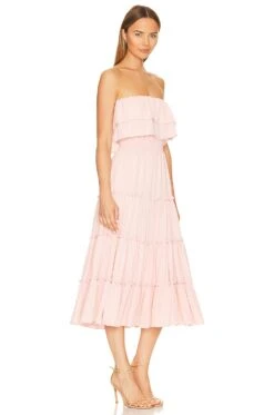 Strapless Ruffle Tiered Maxi Dress Peachskin -Fashion Clothing Store 1STR WD224 V2