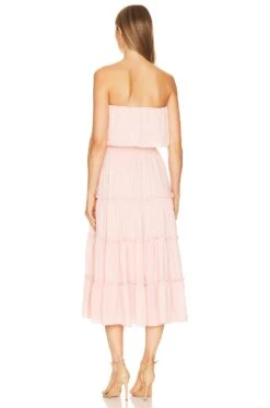 Strapless Ruffle Tiered Maxi Dress Peachskin -Fashion Clothing Store 1STR WD224 V3