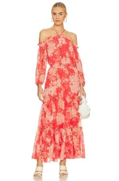 Smocked Waist Halter Maxi Dress Rose Of Sharon