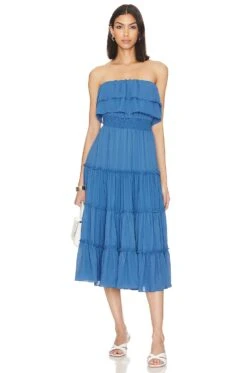 Strapless Ruffle Tiered Maxi Dress Peachskin -Fashion Clothing Store 1STR WD241 V1