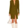 Button Down Mini Sweater Dress Fir