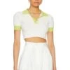 Joyce Collar Crop Top White & Yellow 1 Joyce Collar Crop Top White & Yellow -Fashion Clothing Store AAYR WS131 V1