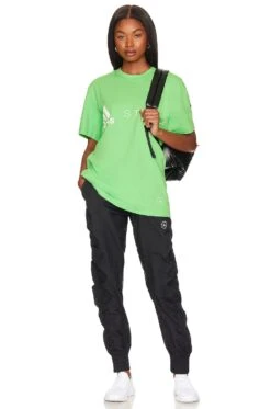 Adidas By Stella Mccartney Sportswear Logo Tee Semi Flash Green -Fashion Clothing Store ADID WS149 V5