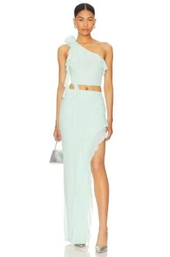 X Revolve Sal Maxi Skirt Ice Blue -Fashion Clothing Store AFFM WQ47 V5