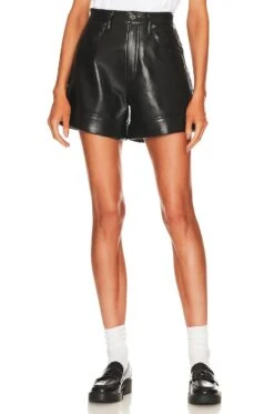 AGOLDE Recycled Leather Angled Hem Short Detox