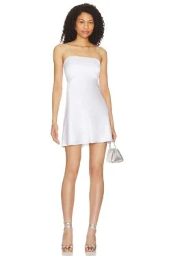Alice + Olivia Sutton Crystal Strap Mini Dress White