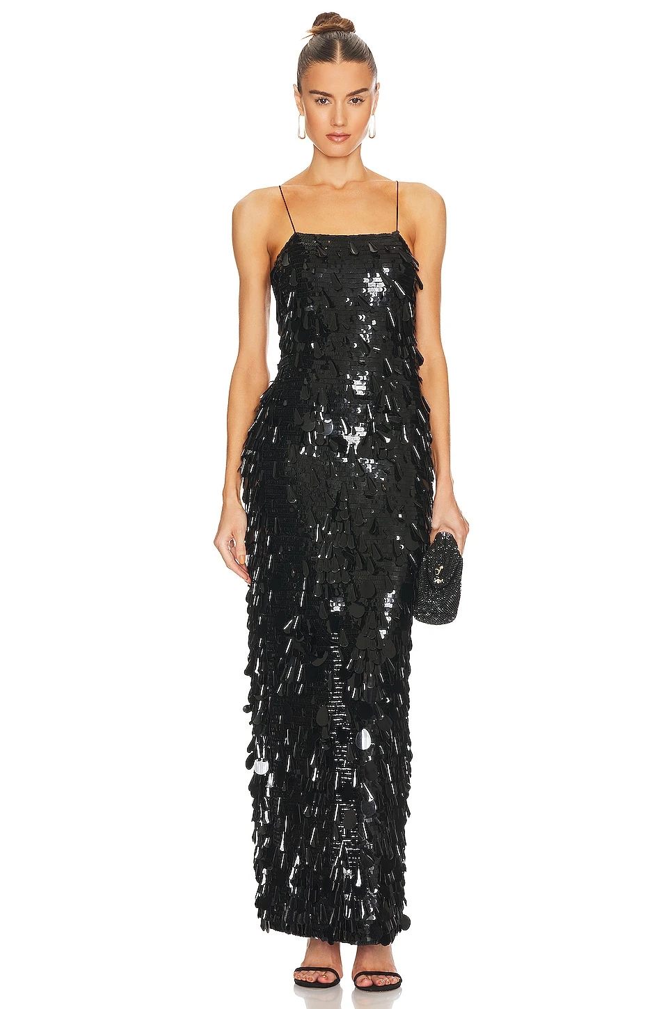 Alice + Olivia Fifi Sequin Fitted Gown Black 3 Alice + Olivia Fifi Sequin Fitted Gown Black