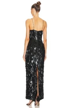 Alice + Olivia Fifi Sequin Fitted Gown Black 8 Alice + Olivia Fifi Sequin Fitted Gown Black -Fashion Clothing Store ALI WD996 V3