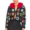 Alice + Olivia Anderson Crop Cardigan Multi & Perfect Ruby