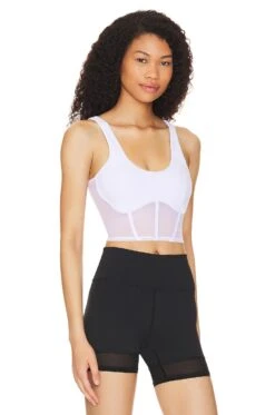 Airbush Mesh Corset Tank White -Fashion Clothing Store ALOR WS161 V2