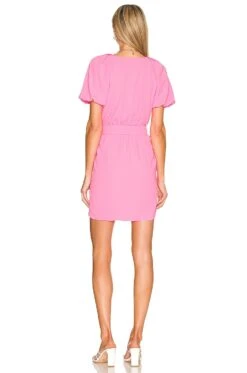 Short Sleeve Durand Mini Dress Shocking Pink -Fashion Clothing Store AMAN WD1503 V3