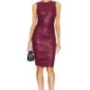 LEDER-MIDIKLEID JAMILLA Aubergine -Fashion Clothing Store AMAN WD1668 V1