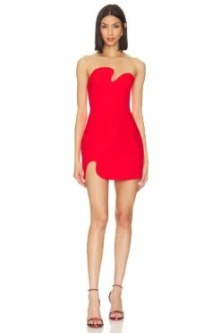 X Revolve Strapless Puzzle Mini Dress Crimson