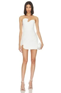 X Revolve Strapless Puzzle Mini Dress Crimson -Fashion Clothing Store AMAN WD1839 V1