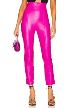 X REVOLVE Romana Pants Hot Pink Leather -Fashion Clothing Store AMAN WP96 V1 1