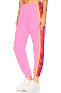 5 Stripe Sweatpant Neon Pink, Yellow, & Purple -Fashion Clothing Store ANAT WP60 V3