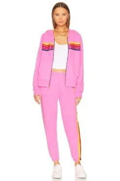 5 Stripe Sweatpant Neon Pink, Yellow, & Purple -Fashion Clothing Store ANAT WP60 V5