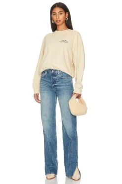 ANINE BING Leo Sweatshirt Serpent Sand -Fashion Clothing Store ANIN WK126 V5