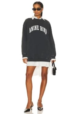 ANINE BING SWEATSHIRT TYLER Washed Black -Fashion Clothing Store ANIN WK147 V4