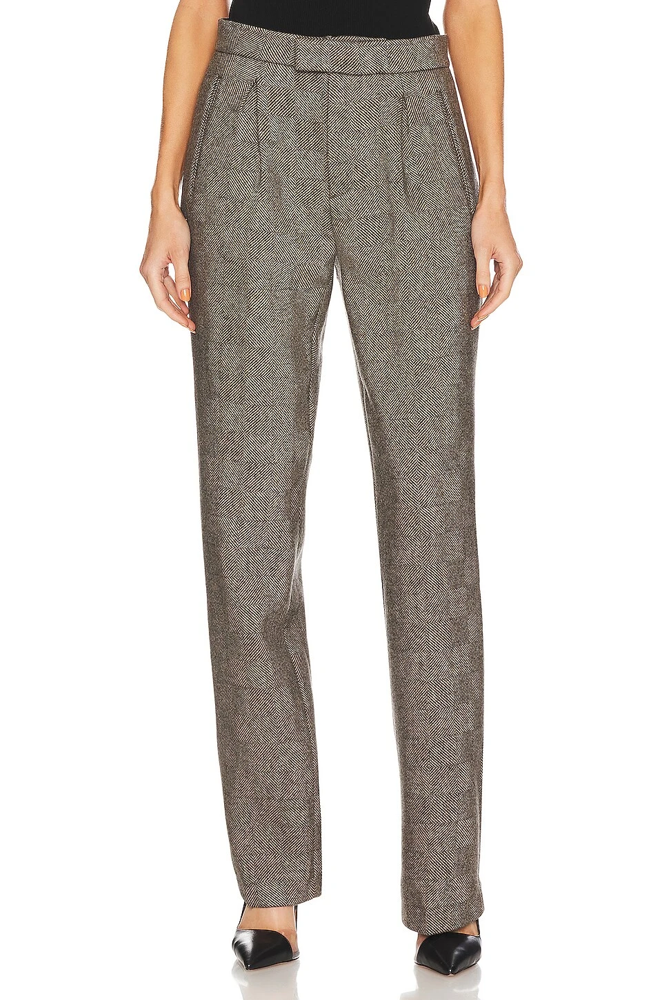 ANINE BING Brice Trouser Black & Tan Herringbone 3 ANINE BING Brice Trouser Black & Tan Herringbone