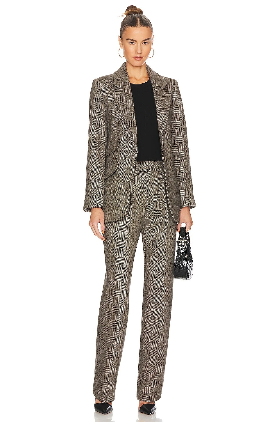 ANINE BING Brice Trouser Black & Tan Herringbone 6 ANINE BING Brice Trouser Black & Tan Herringbone - Image 4