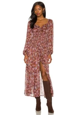 Arlette Dress Brown & Lavender Multi Floral