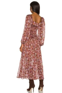 Arlette Dress Brown & Lavender Multi Floral -Fashion Clothing Store ASTR WD213 V3