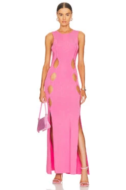 Charlotte Slit Knit Dress Candy Pink