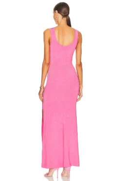 Charlotte Slit Knit Dress Candy Pink -Fashion Clothing Store ATER WD25 V3
