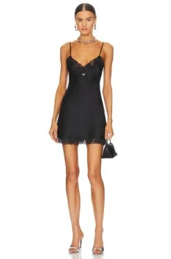 ALEXANDER WANG Slip Dress With Lace Black