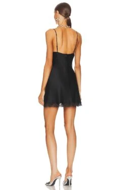 ALEXANDER WANG Slip Dress With Lace Black -Fashion Clothing Store AWAR WD5 V3