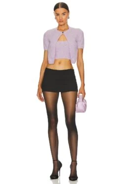 ALEXANDER WANG Twinset Halter Cardigan Pullover Lavender Frost -Fashion Clothing Store AWAR WK9 V4