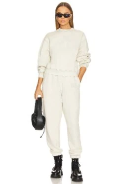 ALEXANDER WANG Essential Terry Classic Sweatpant Puff Paint Logo Ice Grey 13 ALEXANDER WANG Essential Terry Classic Sweatpant Puff Paint Logo Ice Grey -Fashion Clothing Store AWAR WP2 V4