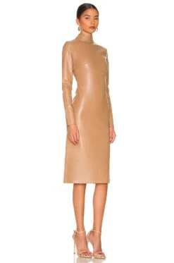 Bardot Harley Faux Leather Dress Tan -Fashion Clothing Store BARD WD467 V2