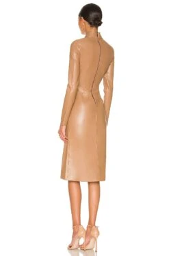 Bardot Harley Faux Leather Dress Tan -Fashion Clothing Store BARD WD467 V3