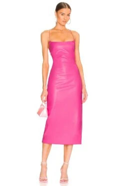 Bardot Helena Faux Leather Dress Hot Pink