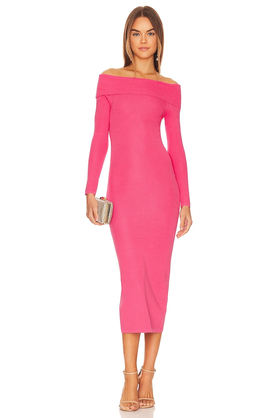 Bardot Off Shoulder Knit Dress Petal Pink 8 Bardot Off Shoulder Knit Dress Petal Pink - Image 6