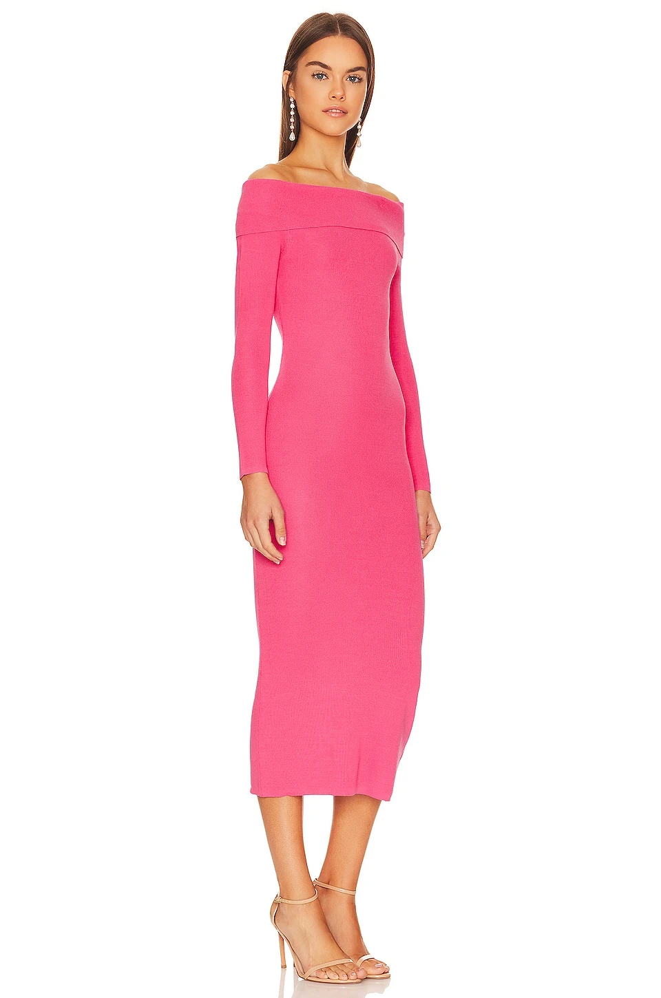 Bardot Off Shoulder Knit Dress Petal Pink 4 Bardot Off Shoulder Knit Dress Petal Pink - Image 2