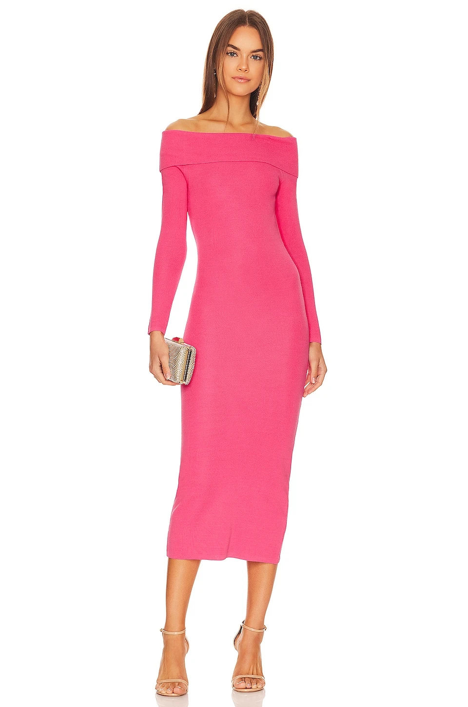 Bardot Off Shoulder Knit Dress Petal Pink 6 Bardot Off Shoulder Knit Dress Petal Pink - Image 4