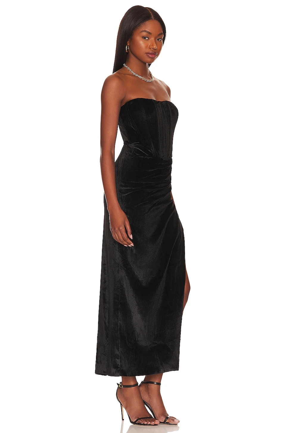 Bardot Everlasting Velour Midi Dress Black 4 Bardot Everlasting Velour Midi Dress Black - Image 2