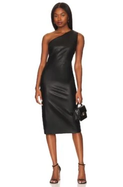 Bardot Oriella Faux Leather Dress Black