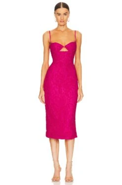 Bardot Ivanna Lace Midi Dress Fuchsia
