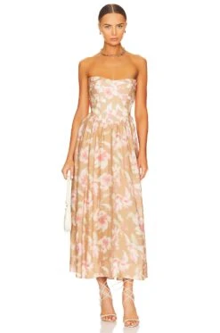 Bardot Lola Corset Midi Dress Pink Haze