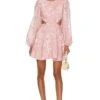 Bardot Mila Broderie Mini Dress Pale Blush