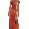 BCBGMAXAZRIA Velvet Evening Dress Cinnamon Stick