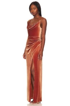 BCBGMAXAZRIA Velvet Evening Dress Cinnamon Stick -Fashion Clothing Store BCB WD895 V3