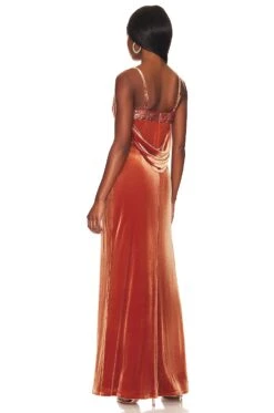 BCBGMAXAZRIA Velvet Evening Dress Cinnamon Stick -Fashion Clothing Store BCB WD895 V4