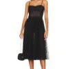 BCBGMAXAZRIA Sheer Corset Midi Dress Black