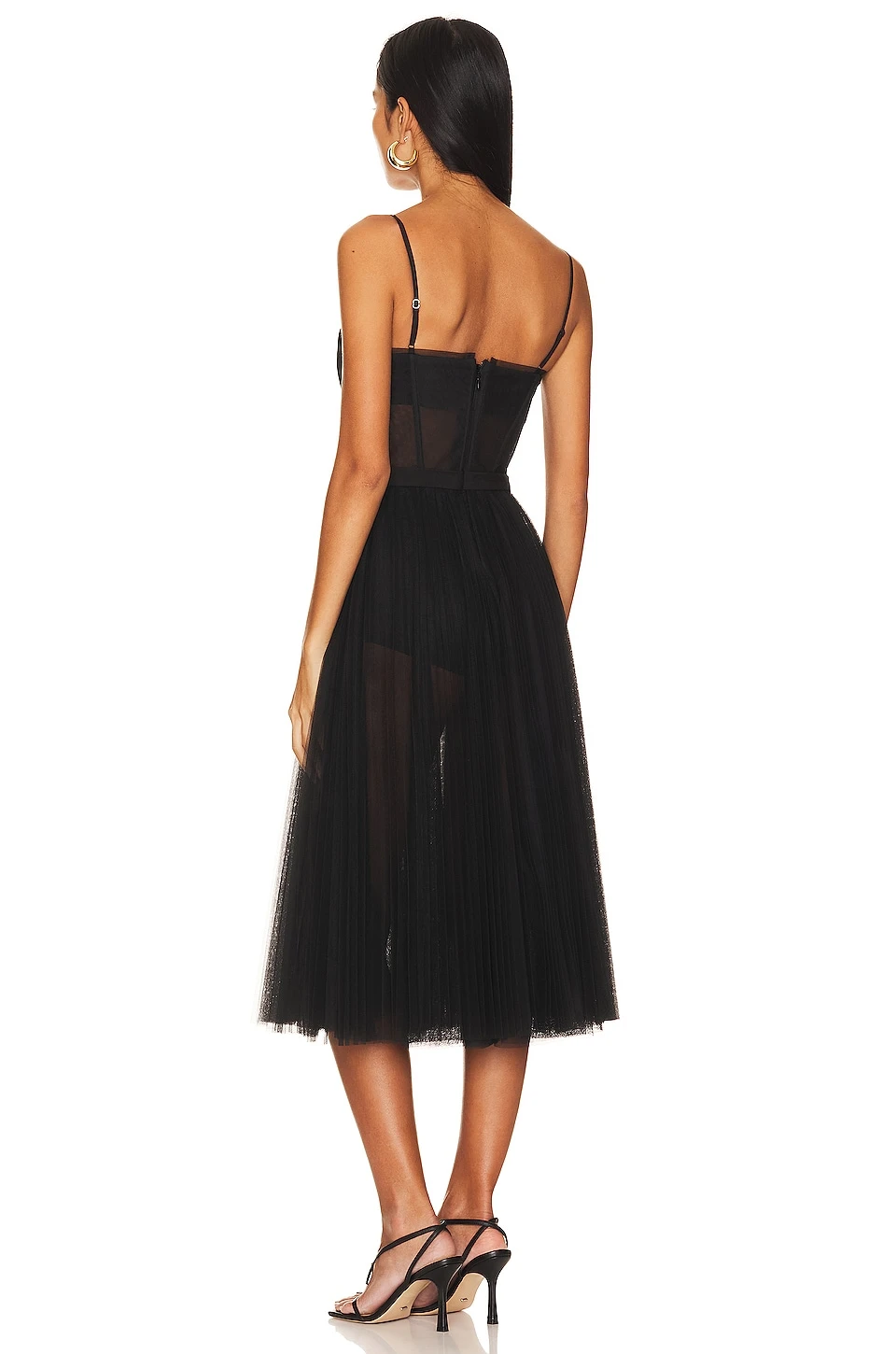 BCBGMAXAZRIA Sheer Corset Midi Dress Black 5 BCBGMAXAZRIA Sheer Corset Midi Dress Black - Image 3