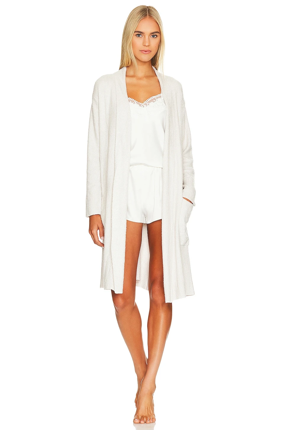 CozyChic Lite Ribbed Robe Silver & Pearl 3 CozyChic Lite Ribbed Robe Silver & Pearl